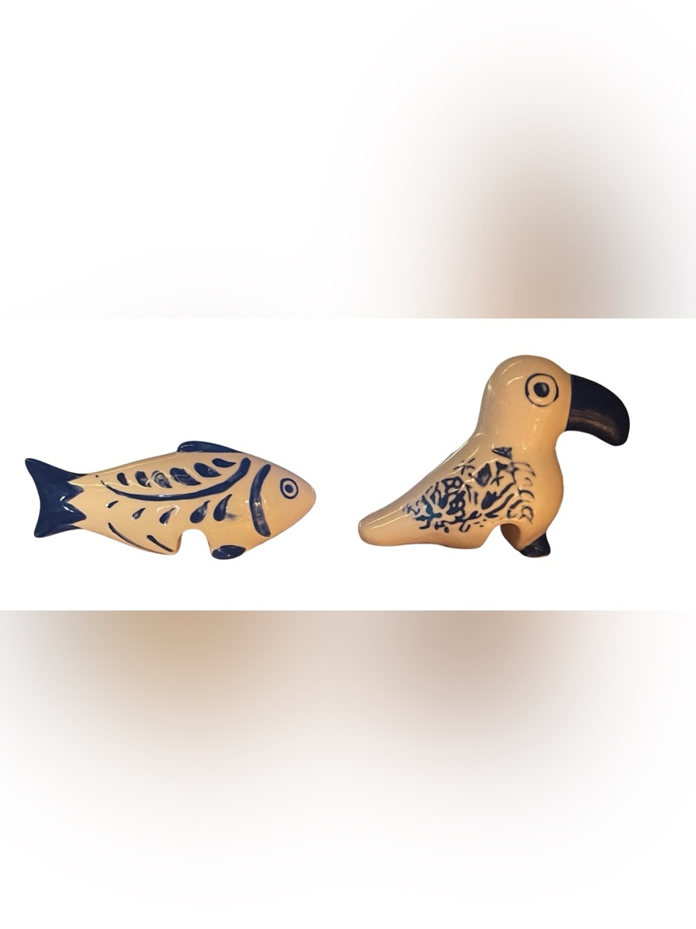 Opalhouse Cream and Blue Ceramic Fish and Bird Pot perch